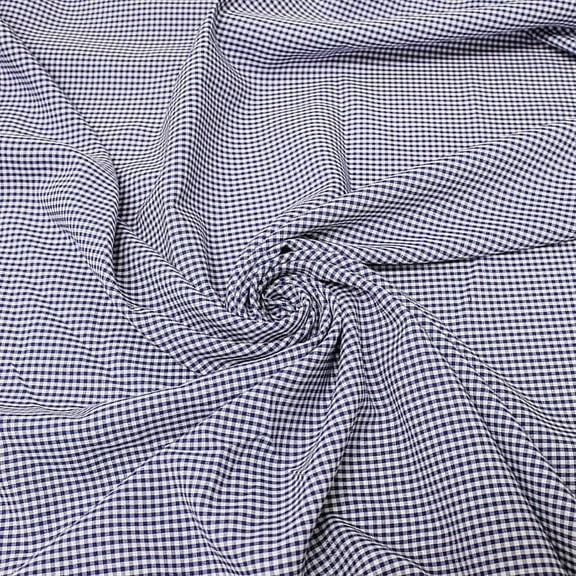 Gingham Check Poly Poplin Woven Fabric by the Yard, Lightweight, Available in Multiple Colors and Sizes