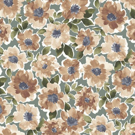 Sage Banana Floral Pattern Printed on Poly Moroccan Fabric, DIY Projects by the Yard - PRINT FABRIC
