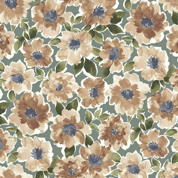 Sage Banana Floral Pattern Printed on Poly Moroccan Fabric, DIY Projects by the Yard - PRINT FABRIC