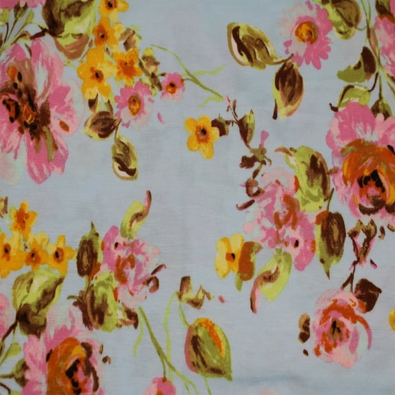 Sky Blue Pink 60" Wide Rayon Spandex Printed Jersey Knit Fabric by The Yard-4-Way Stretch, 180GSM-Soft & Breathable-Apparel, Accessories, Maternity, Decoration & Crafts.
