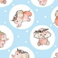 thumbnail image 1 of "Stylish 44"" 100% Cotton Elephant Quilting Sewing & Craft Fabric by the Yard, Blue, Pink, Green", 1 of 2