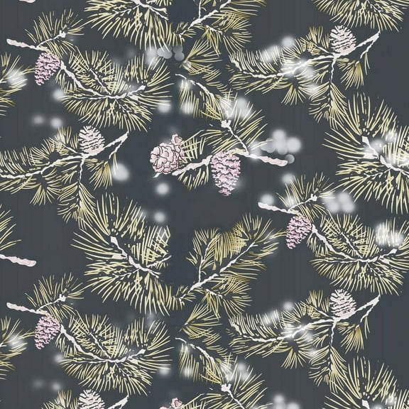 Stylish Fabric Snowy Fulliege (Navy) Design 100% Cotton Quilting Fabric for DIY Projects by the Yard (Green, Yellow, Pink, Navy)