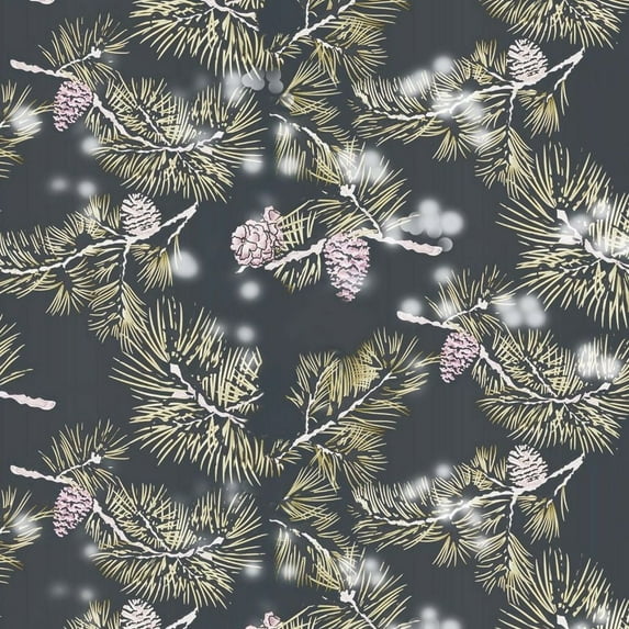 Stylish Fabric Snowy Fulliege (Navy) Design 100% Cotton Quilting Fabric for DIY Projects by the Yard (Green, Yellow, Pink, Navy)