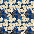 thumbnail image 1 of Stylish Fabric 44 in 100% Cotton Floral Flowers Sewing & Craft Fabric, 1 Yard, Blue, Beige, 1 of 2