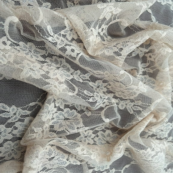 Stylish Fabric Stretch Lace Floral Flowers Sewing & Craft Fabric, By the Yard, Beige
