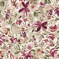 thumbnail image 1 of Taupe Raspberry Medium Flowers Floral Pattern Printed Rayon Crepon Fabric, DIY Projects by the Yard - Print Fabric, 1 of 2