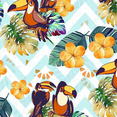thumbnail image 1 of Stylish Fabric 44 in 100% Cotton Tropical Tucan Prints Animal Print Sewing & Craft Fabric, 1 Yard, Multicolor, 1 of 2