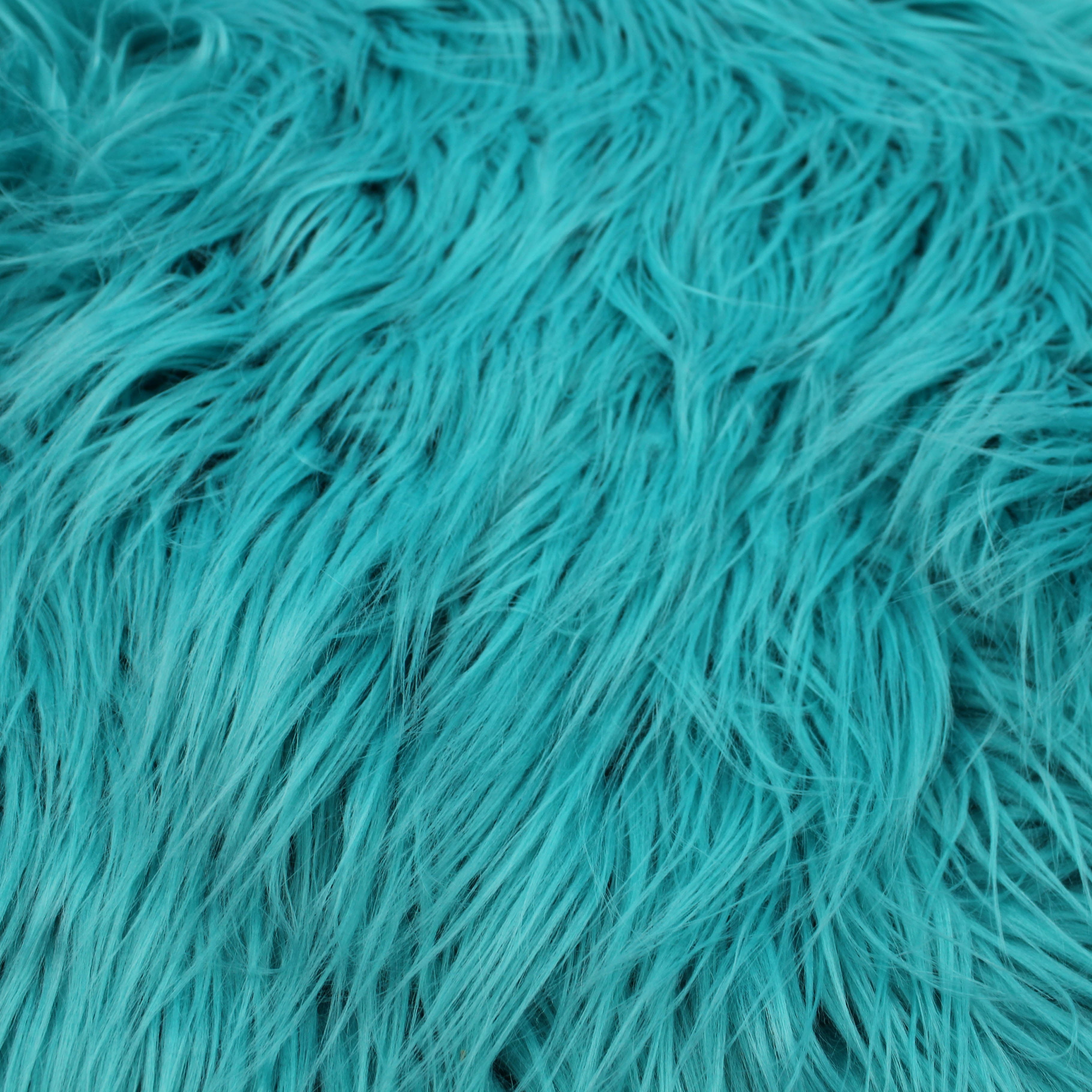 Turquoise Mongolain Faux Fur Long Pile Fabric 60 Wide