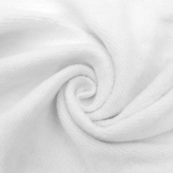 65" Wide 100% Cotton Fleece Fabric by the Yard - 280 GSM, Medium Weight, 2-Way Stretch, Soft & Breathable for Apparel, Jackets, Hoodies, Home Decor, and Crafts -White PFP