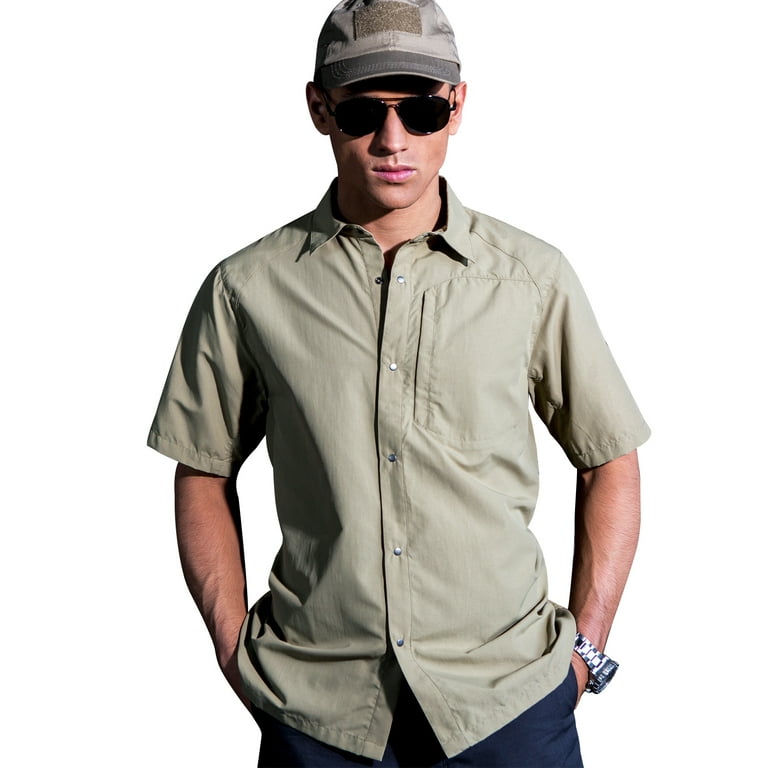 FREE SOLDIER Mens Breathable Quick Dry Short Sleeve Fishing Shirts 