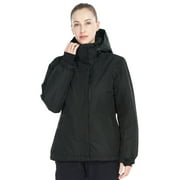 FREE SOLDIER Women's Waterproof Ski Snow Jacket Fleece Lined Warm Winter Rain Jacket Black M