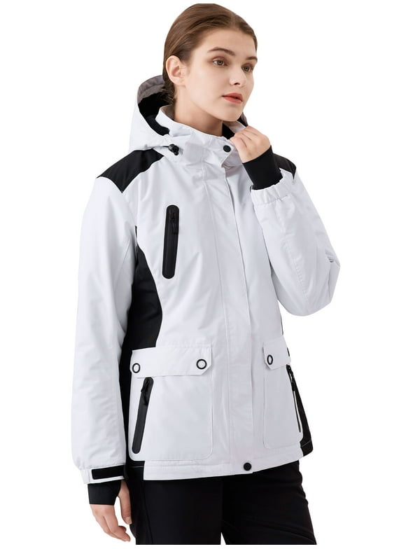 FREE SOLDIER Women's Waterproof Ski Snow Jacket Fleece Lined Warm Winter Rain Jacket