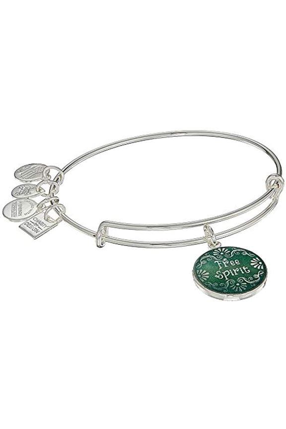 FREE SPIRIT Shiny Silver Finish Charm Bangle New With Tag Card & Box