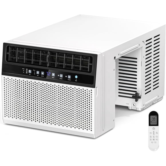 FREE VILLAGE 12,000 BTU U-Shaped Window Air Conditioner Unit Cools up to 550 Sq.Ft.with 6 Modes 24H Timer,Ultra Quiet Window AC Units with Full Window View,Energy Saving,Easy to Install,Black