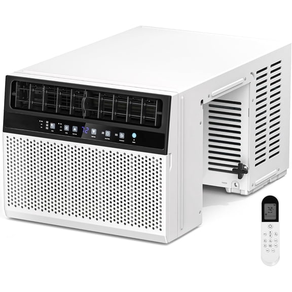 FREE VILLAGE 12,000 BTU U-Shaped Window Air Conditioner Unit Cools up to 550 Sq.Ft.with 6 Modes 24H Timer,Ultra Quiet Window AC Units with Full Window View,Energy Saving,Easy to Install,Black
