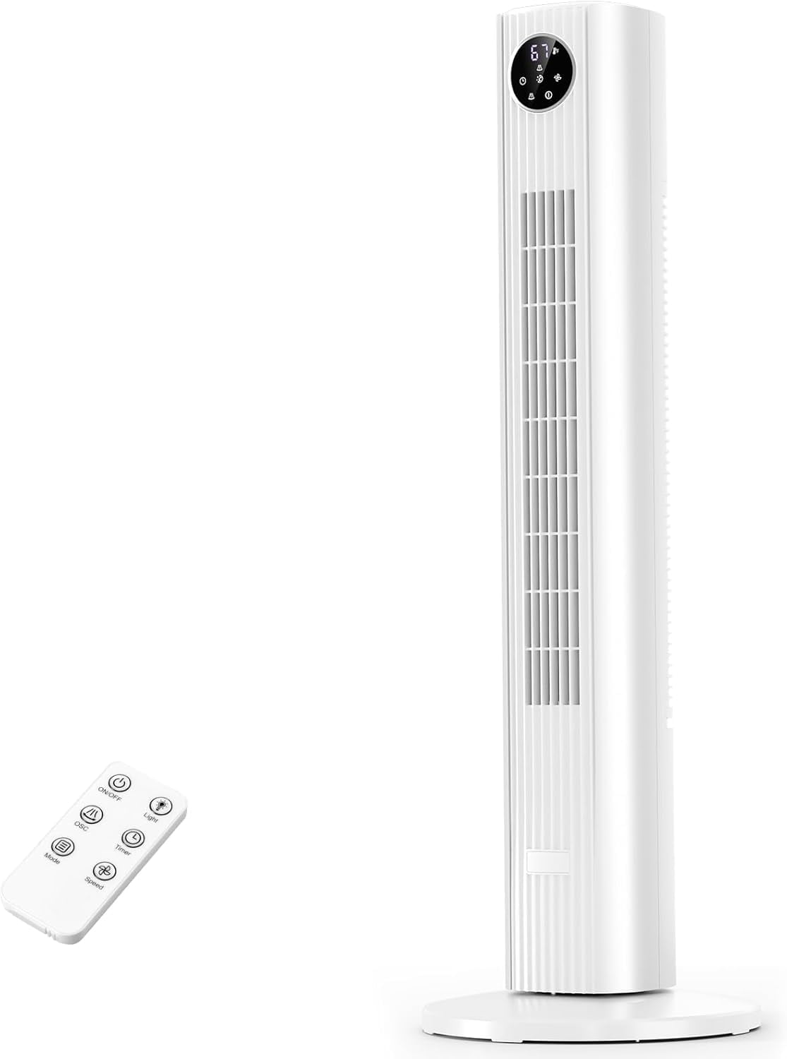 FREE VILLAGE 36 inch Tower Fan Portable Floor Fans,85°Oscillating Fan Quiet Cooling 12H Timer Remote Control Standing Bladeless Electric 3 Wind Speeds 4 Modes Bedroom Drom Office,White
