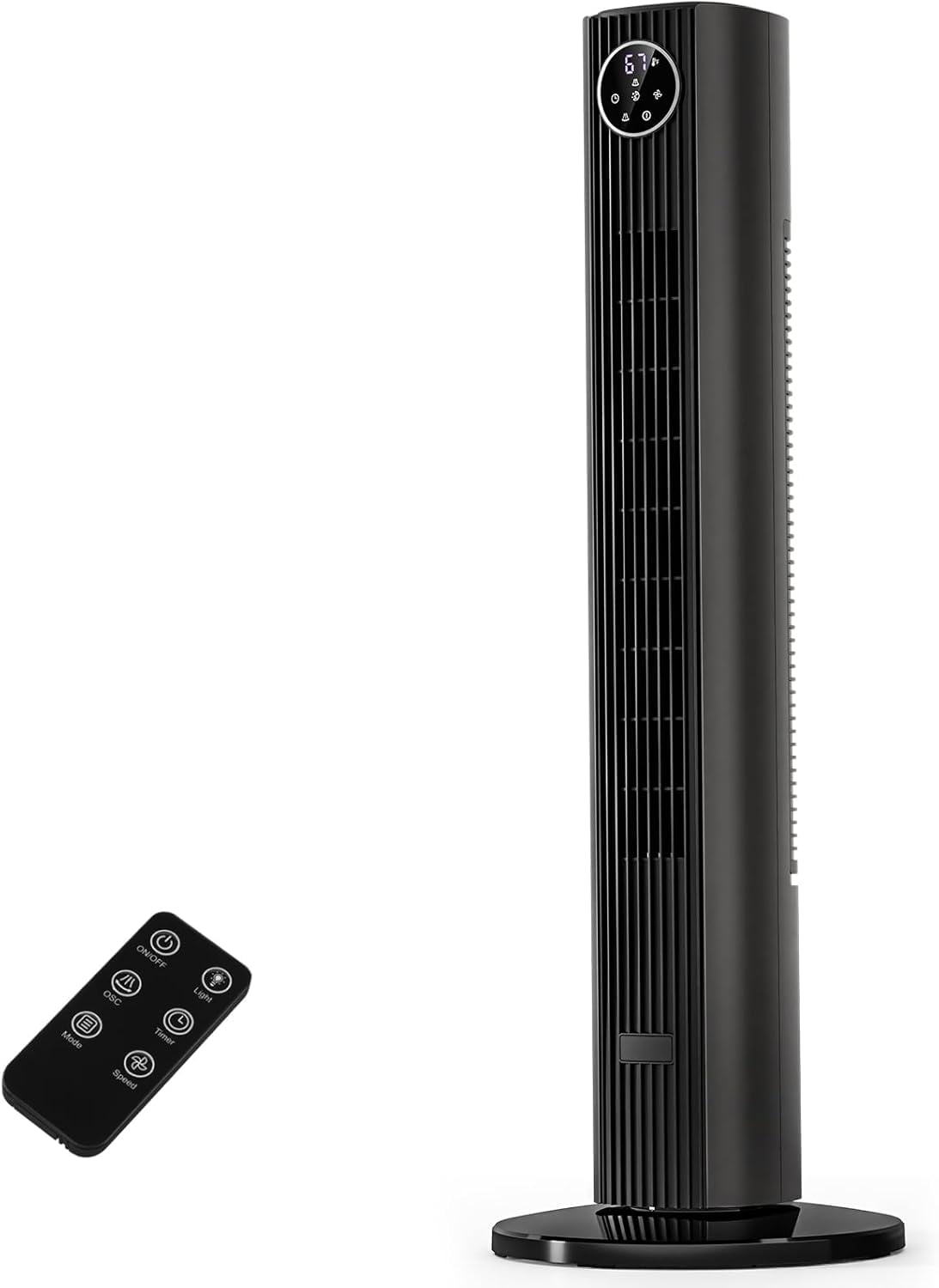 FREE VILLAGE 36 inch Tower Fan Portable Floor Fans,85°Oscillating Fan Quiet Cooling 12H Timer Remote Control Standing Bladeless Electric 3 Wind Speeds 4 Modes Bedroom Drom Office,Gray