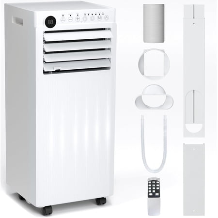 FREE VILLAGE 8000 BTUs Portable Air Conditioners with Remote for Room Bedroom Office,4 in 1 Portable AC Units Up to 350 Sq.Ft.with Cool,Fan,Dehumidifier,Sleep,24H Timer/Window Installation Kits