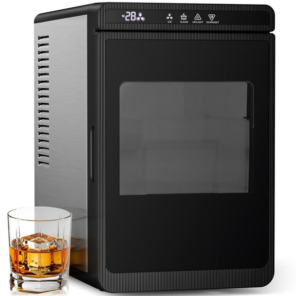 FREE VILLAGE Clear Ice Cube Maker, 3 pcs in 25 mins, 150 pcs/Day, CrystalFlux Technology, Self-Cleaning, 24H Timer, Enhanced Insulation for Whiskey & Bourbon