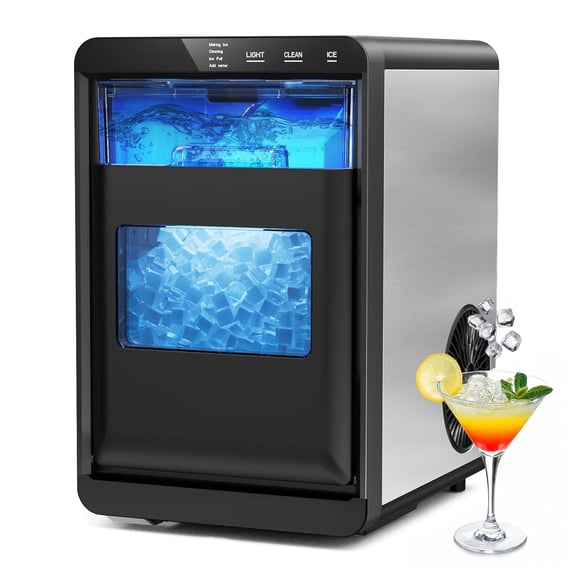 FREE VILLAGE Nugget Ice Maker Countertop, 45Lbs/24H with 0.47 Gallon Tank Pebble Chewable Ice Maker, Self-Cleaning Pellet Ice Machine Ready in 5-10min, Nugget Ice Machine for Kitchens/Home/Office