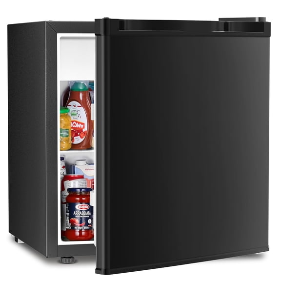 FREE VILLAGE Compact Refrigerator,1.7 Cu.ft Mini Fridge with Freezer,Small Refrigerator for Dorm,Office,RV,Bedroom,Adjustable Thermostat,Low Noise,Energy-efficient,Reversible Door (Black)
