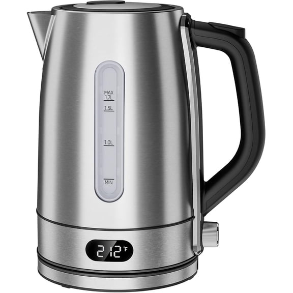 FREE VILLAGE Tea Kettle Electric Tea Pot,1500W 1.7L Stainless Steel Kettle & Hot Water Boiler For Coffee & Tea,Fast Boil,Auto Shut-Off,Keep Warm Temperature Adjustment 120F-212F