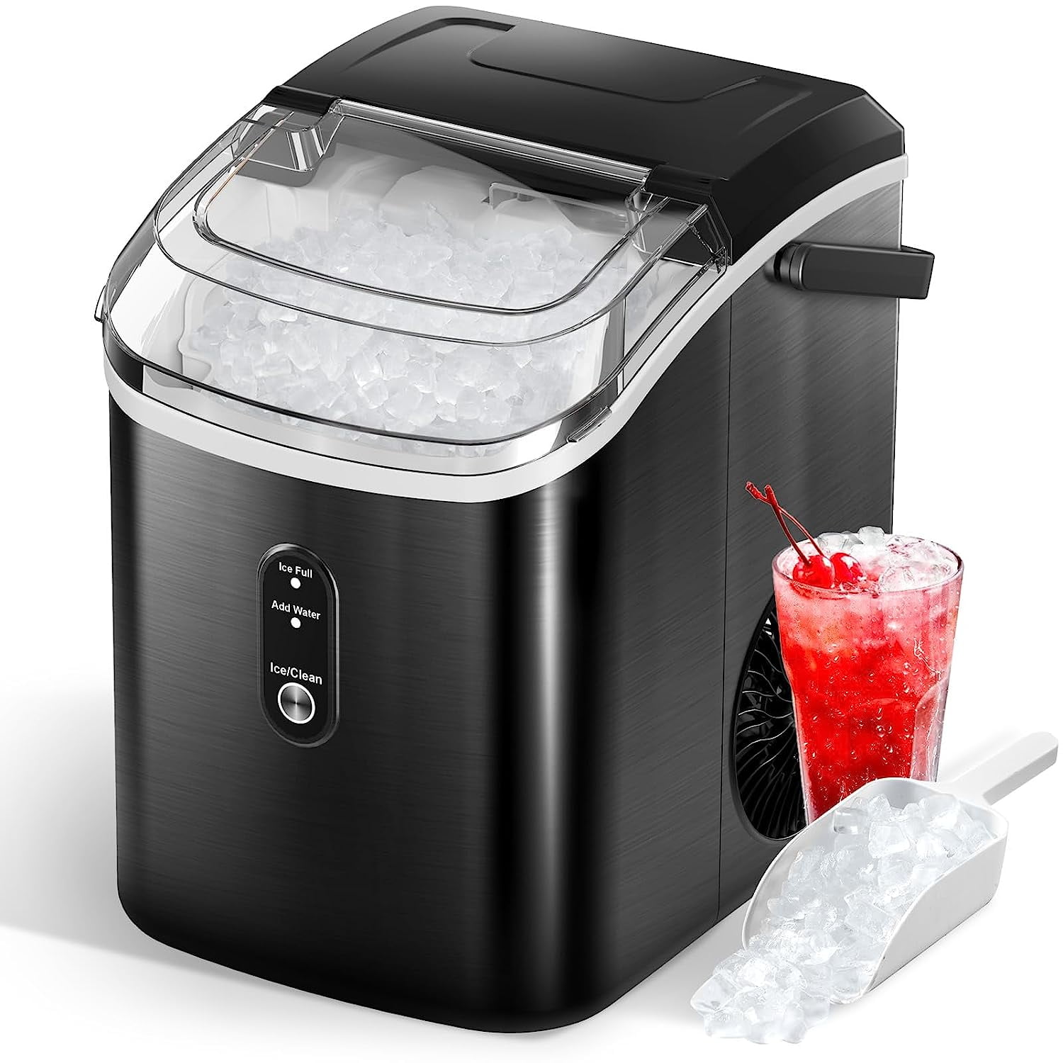 RNAB0CD7GVJ26 cowsar nugget ice maker countertop, chewable nugget ice cubes  machine, quick ice making 34lbs/day, self-cleaning, portable st