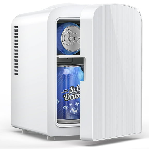 FREE VILLAGE Mini Fridge,4L/6 Cans Cooler & Warmer Portable Compact Small Refrigerator for Bedroom,Cosmetics,Car,Office,Beverage Cooler for Food and Drinks,Skincare Fridge for Makeup - White