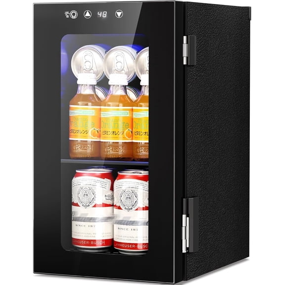 FREE VILLAGE Mini Fridge Freestanding Countertop,Beverage Refrigerator Cooler,0.35 Cuft/12 Cans Wine Cellar Drink Cooler for Soda,Canned Beer,Adjustable Temperature Control for Home Dorm Office,Black