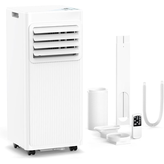 FREE VILLAGE Portable Air Conditioner,8000 BTU (5000 BTU SACC) Smart AC Unit with 24H Timer/Remote Control,4-in-1 Portable AC with Cool/Fan/Dehumidifier/Sleep for Bedroom,Apartments up to 350 Sq.Ft