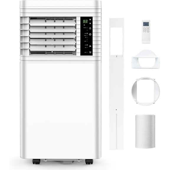 FREE VILLAGE Portable Air Conditioners 10,000 BTU, Small Portable AC with Cooling,Fan,Dehumidifier Function,24H Timer,Cooling up to 450 Sq.Ft.Window Kit Panel,62°F and 86°F Temperature Range