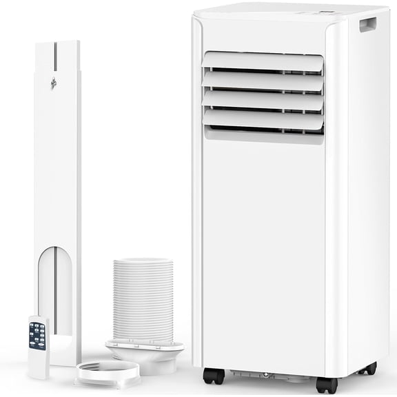 FREE VILLAGE Portable Air Conditioners,8000 BTU Air Conditioner for Room Up to 350 Sq.Ft,24H Timer,Remote Control,Dehumidifier,3 in-1 AC Unit with Window Kit for Bedroom,Indoor Rooms,Home Office