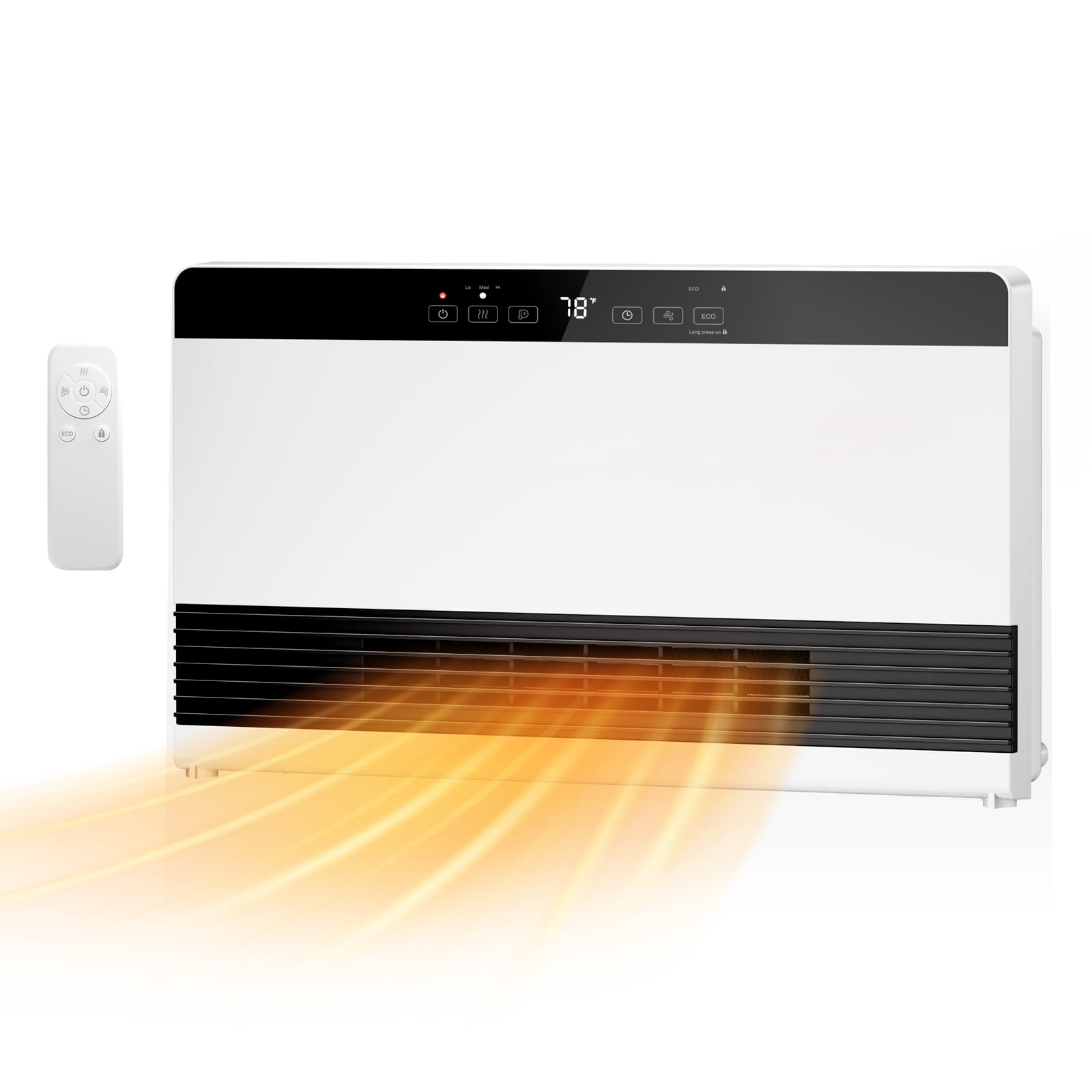 FREE VILLAGE Space Heater with Thermostat and Remote Control,1300W Portable Electric Quiet Wall Heater 60-88, LED Display,ECO Mode,Child Lock,12-Hour Timer,Easy-Mount for Indoor Home Office Use