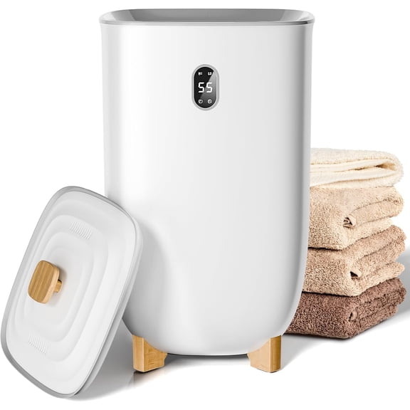 FREE VILLAGE Towel Warmer for Bathroom,Heated 40L Large Towel Warmers Bucket with 2 Heating Modes for Spa,LCD Screen,Auto Shut-Off,Fits 2 Blankets,Bathrobes,PJ's,Ideal Gift for Family,White