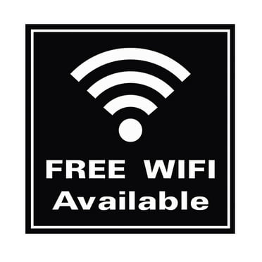 FREE WIFI AVAILABLE Wall / Door Sign - Black (Small)