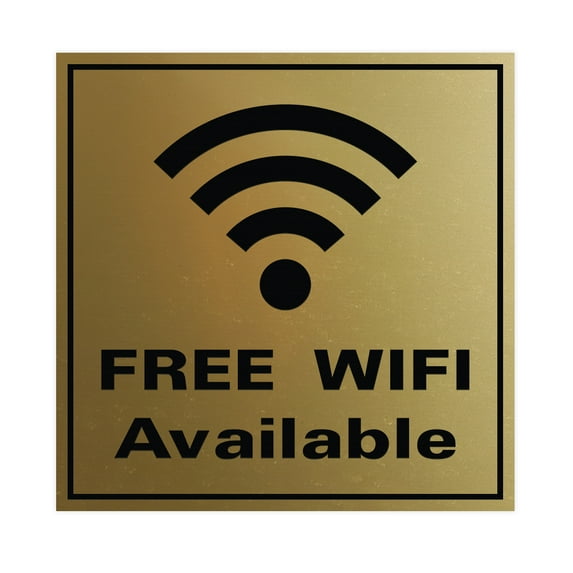 FREE WIFI AVAILABLE Wall / Door Sign - Brushed Gold (Medium)