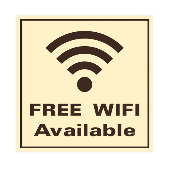 FREE WIFI AVAILABLE Wall / Door Sign - Ivory / Dark Brown (Medium)