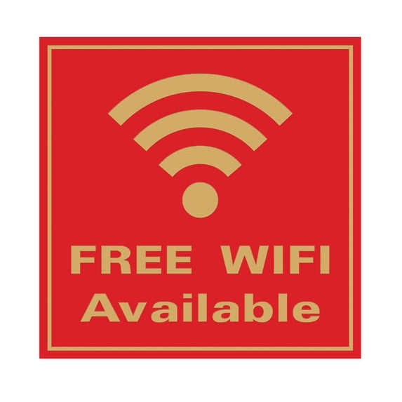 FREE WIFI AVAILABLE Wall / Door Sign - Red / Gold (Large) - Walmart.com