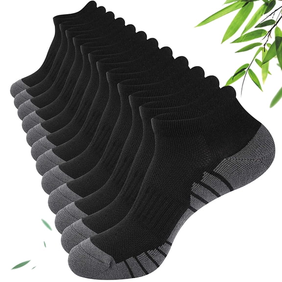 FREEYOKA Mens 6 Pairs Athletic Ankle Socks Men's Breathable Low Cut Socks,BLACK