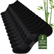FREEYOKA Bamboo Socks Ankle Low Cut Socks for Men Breathable Athletic Socks 6 Pairs,BLACK