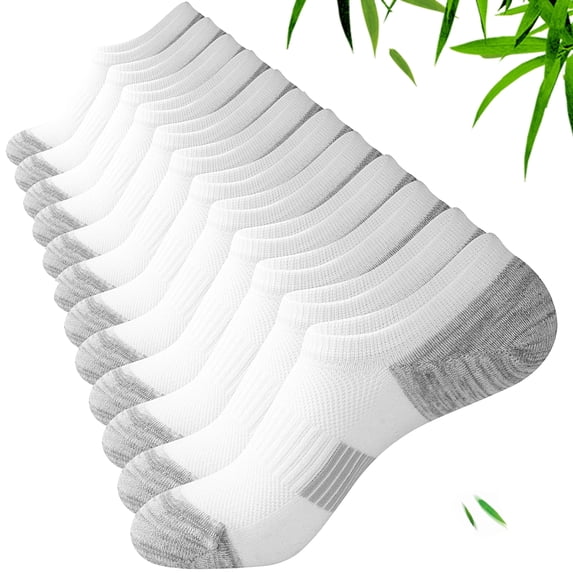FREEYOKA Mens Socks Ankle Low Cut Socks for Men Breathable Athletic Socks 6 Pairs,WHITE