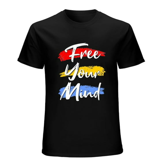 FREE YOU MIND Vintage T-shirt Mens Cotton Classic Crewneck Short Sleeve Tees Unisex Black 4XL