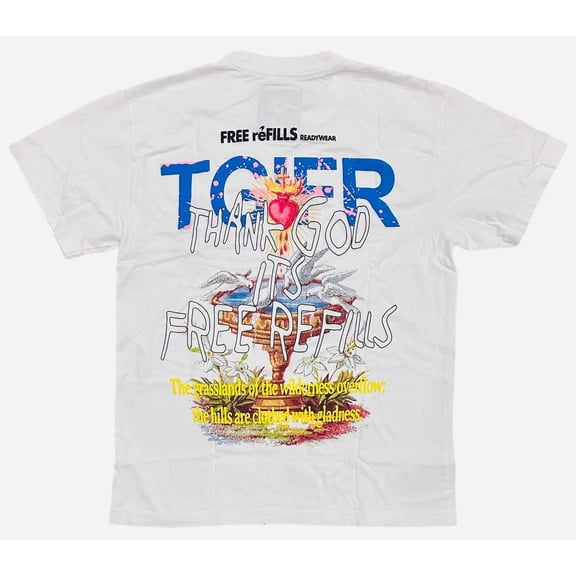 FREE reFILLS Readywear Clothing Men's T-Shirt TGIFR Heavyweight Relaxed Fit Tee (X-Large, White)