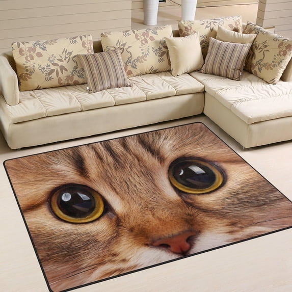 FREEAM Animal Area Rug 80"x58", Cat Glass Polyester Area Rug Mat for Living Dining Dorm Room Bedroom Home Decorative