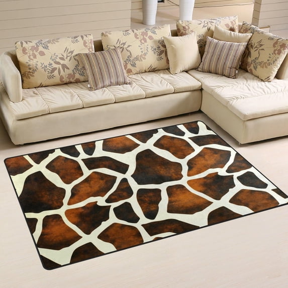 FREEAM Animal Print Non Slip Area Rug for Living Dinning Room Bedroom Kitchen, 3' x 5'(39 x 60 Inch), Giraffe Print Nursery Rug Floor Carpet Yoga Mat