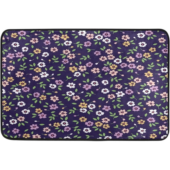 FREEAM Bohemian Flowers Purple Doormats Bathroom Floor Mat Lightweight Non-Slip Area Rugs Entrance Front Door Rug for Outdoor Garden Kitchen Bedroom 23.6" x 15.7"