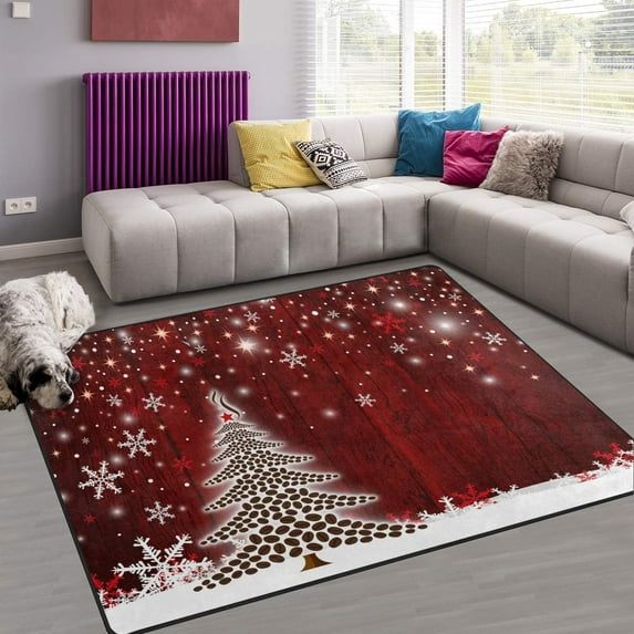 FREEAM Christmas Tree Non Slip Area Rug for Living Dinning Room Bedroom Kitchen, 4' x 6'(48 x 72 Inch), Coffee Tree Nursery Rug Floor Carpet Yoga Mat