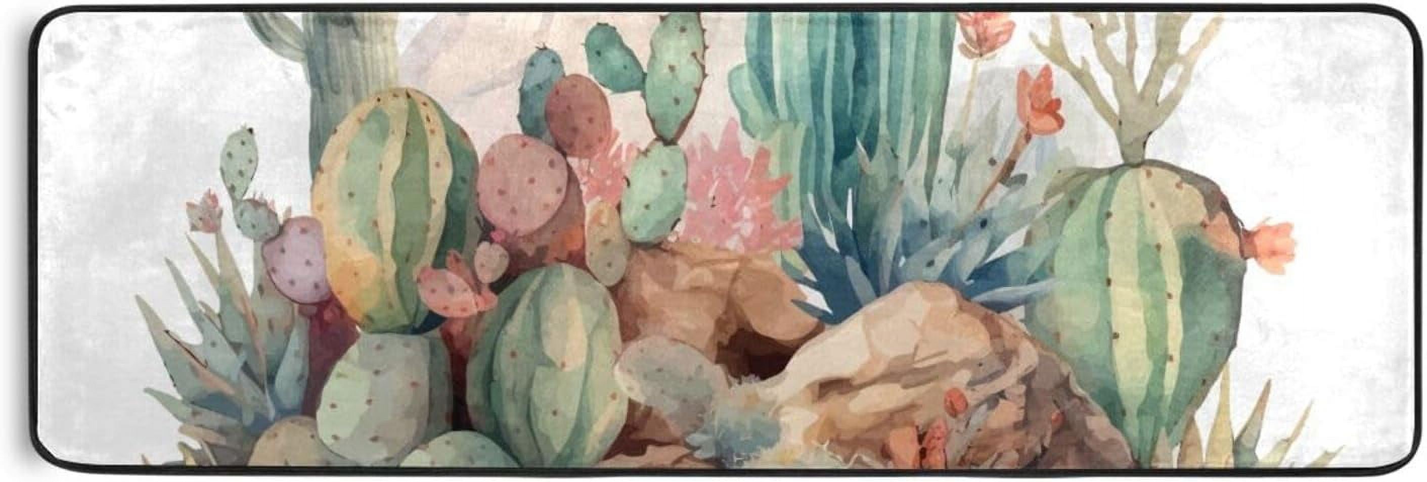 FREEAM Desert Cactus Area Rug - 2' x 6' Washable Runner Rugs with ...