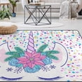 thumbnail image 1 of FREEAM Floral Unicorn Non Slip Area Rug for Living Dinning Room Bedroom Kitchen, 2' x 3'(24 x 36 Inch / 60 x 90 cm), Floral Unicorn Nursery Rug Floor Carpet, 1 of 6