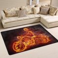 thumbnail image 1 of FREEAM Funny Skull Area Rug 4'x6', Fire Skeleton Riding Motorcycle Polyester Area Rug Mat for Living Dining Dorm Room Bedroom Home Decorative, 1 of 6